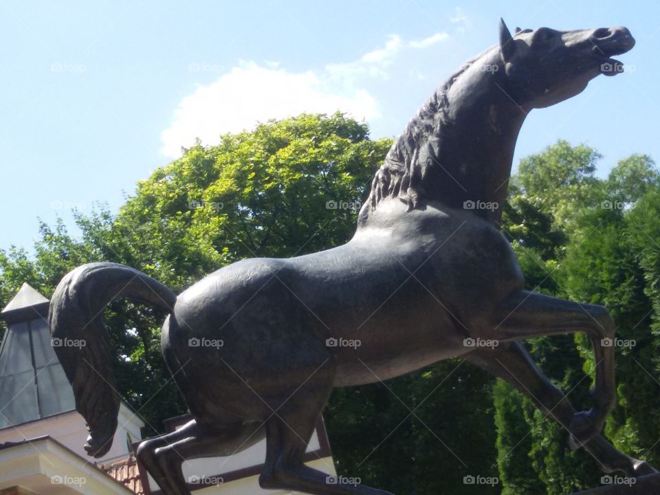 Iron horse sculpture