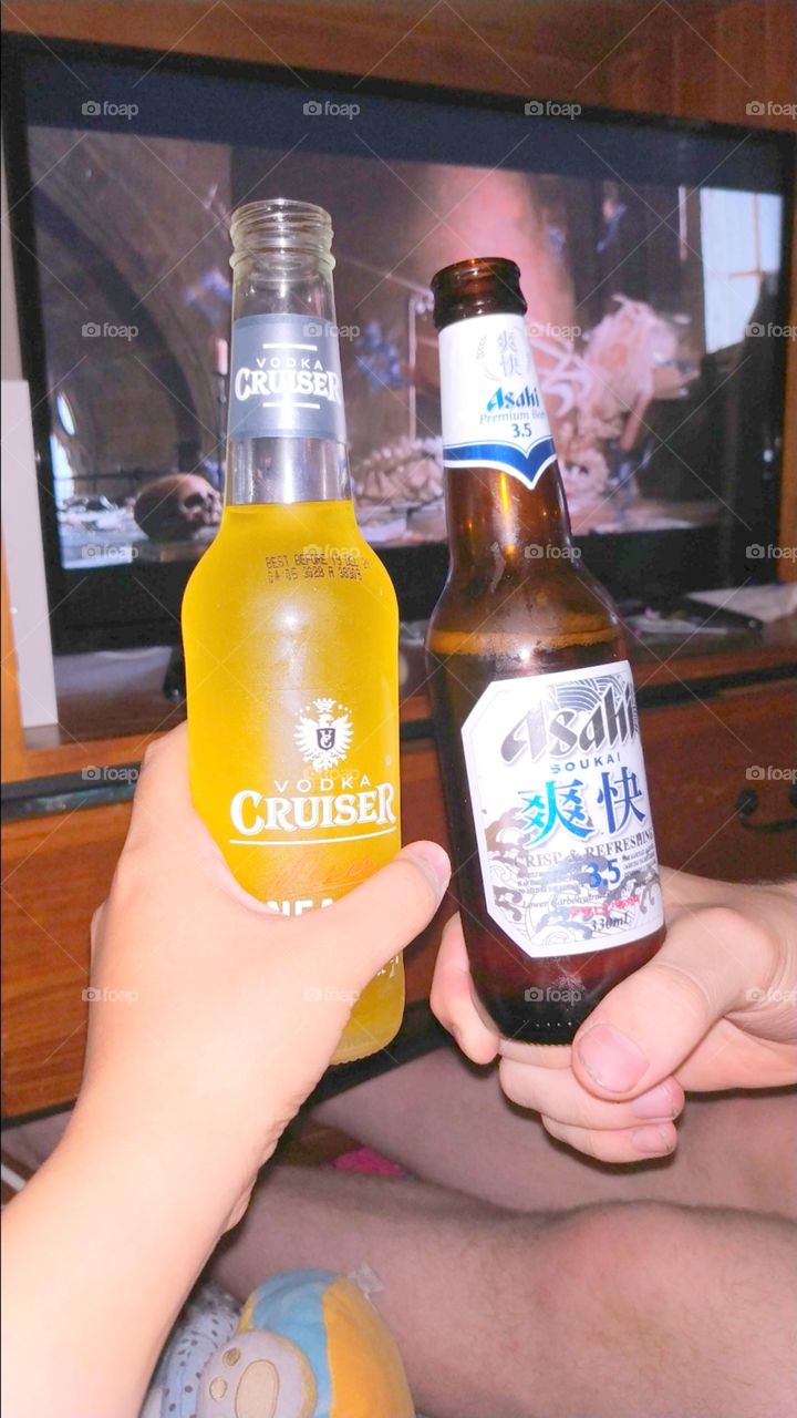 Chillin' out and having movie marathon! cheers! 😁