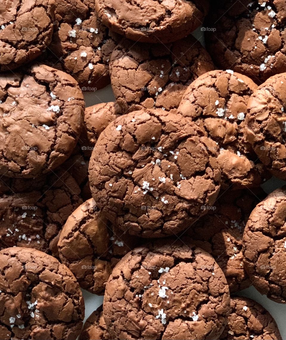Sea salt chocolate chip brownie cookies looking delicious and yummy 
