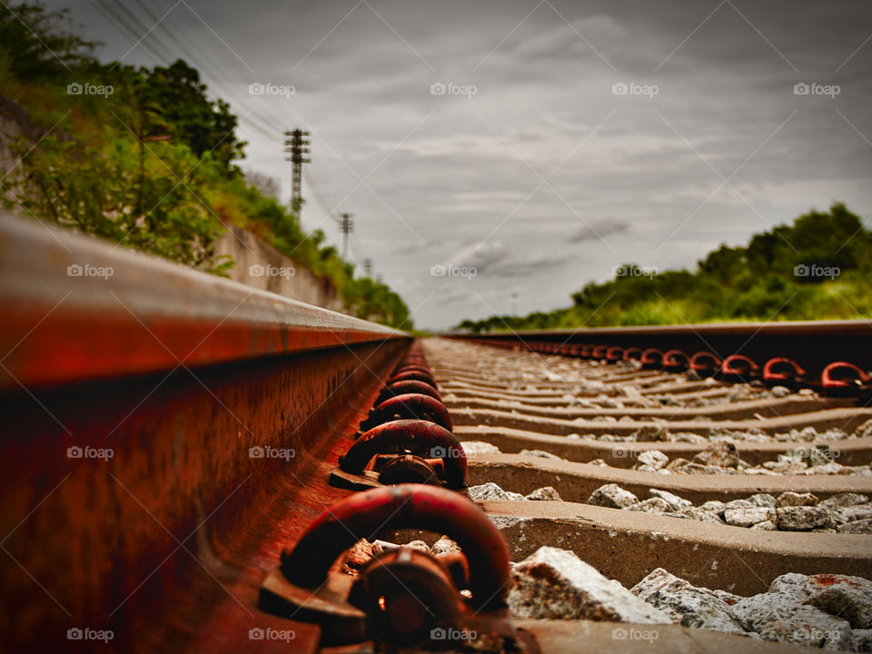 Perspective shot of an old railway
