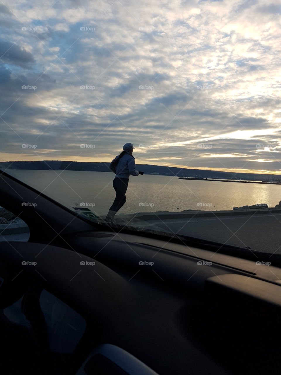 running along the car