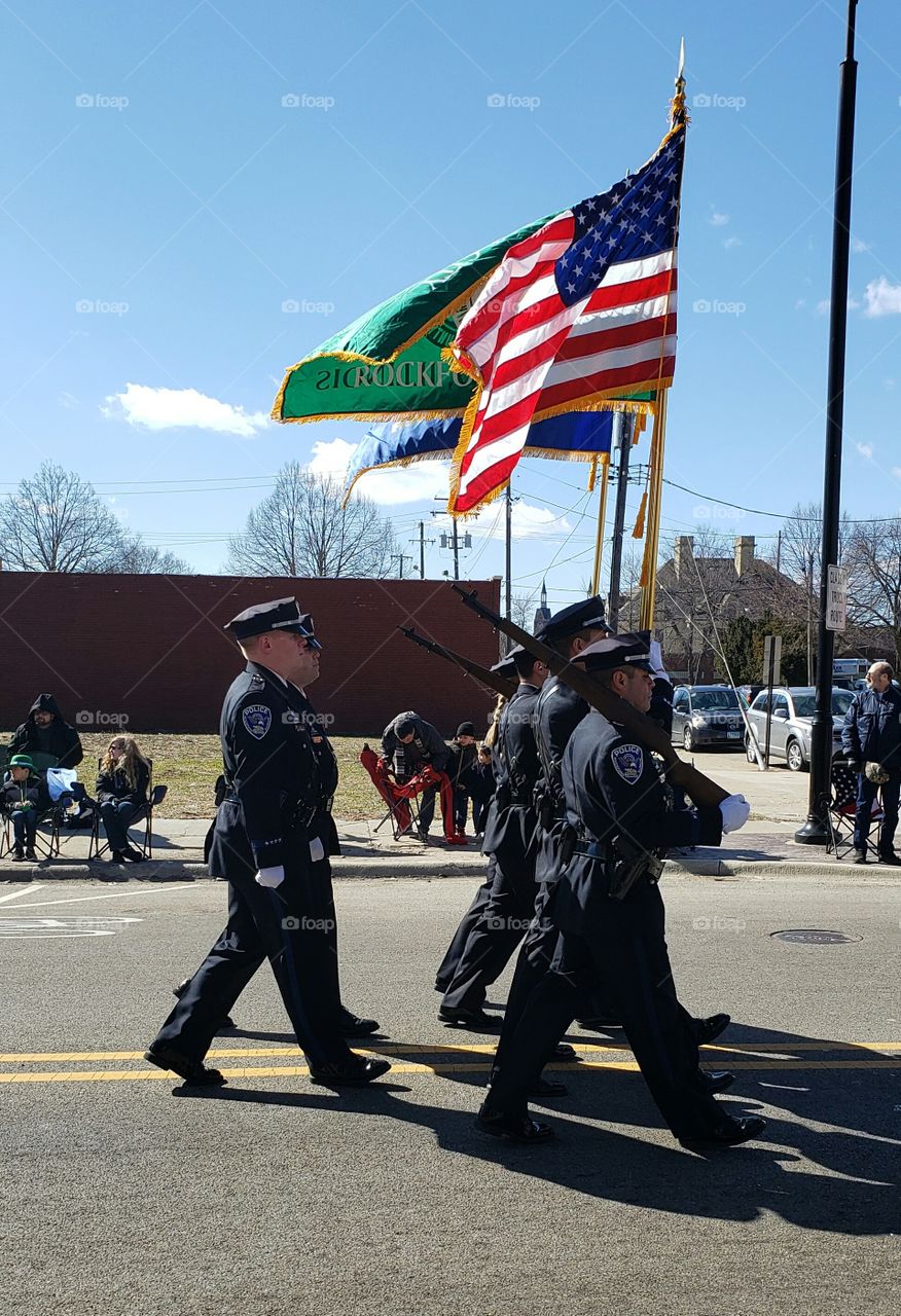 Officers marching