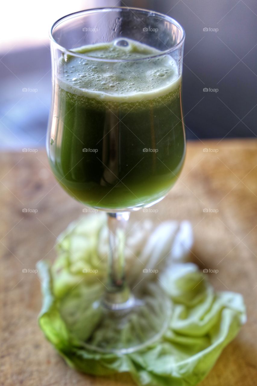 Glass of fresh green juice