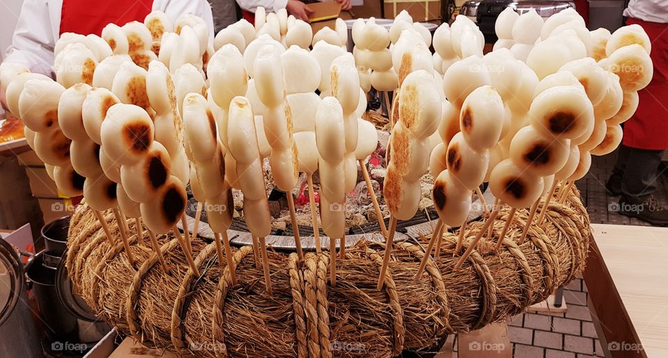 Skewered mochi in Japan