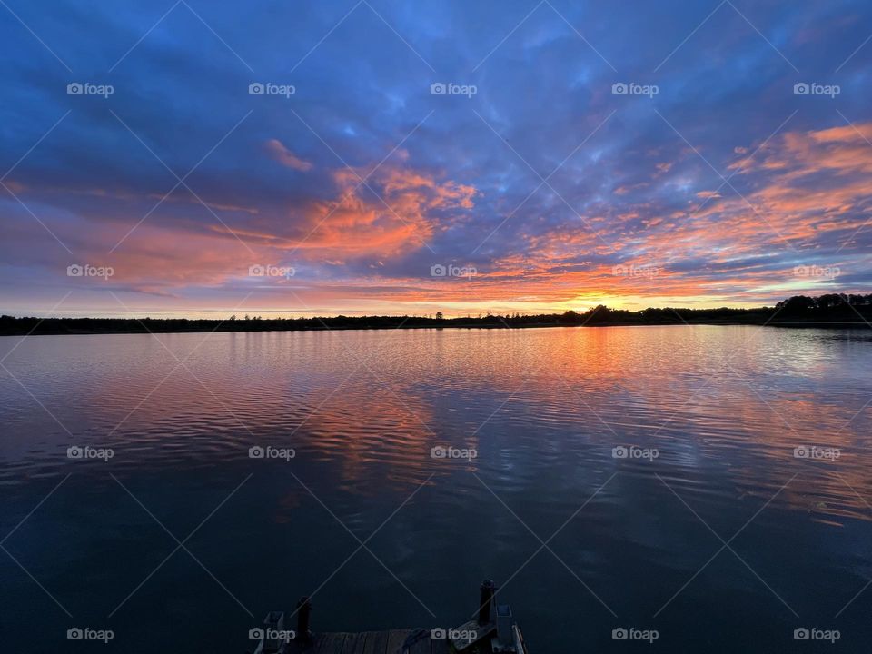 Sunset over A lake