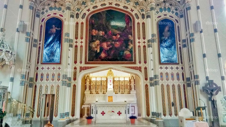 Amazingly detailed sanctuary in a catholic church in Belfast,Northern Ireland
