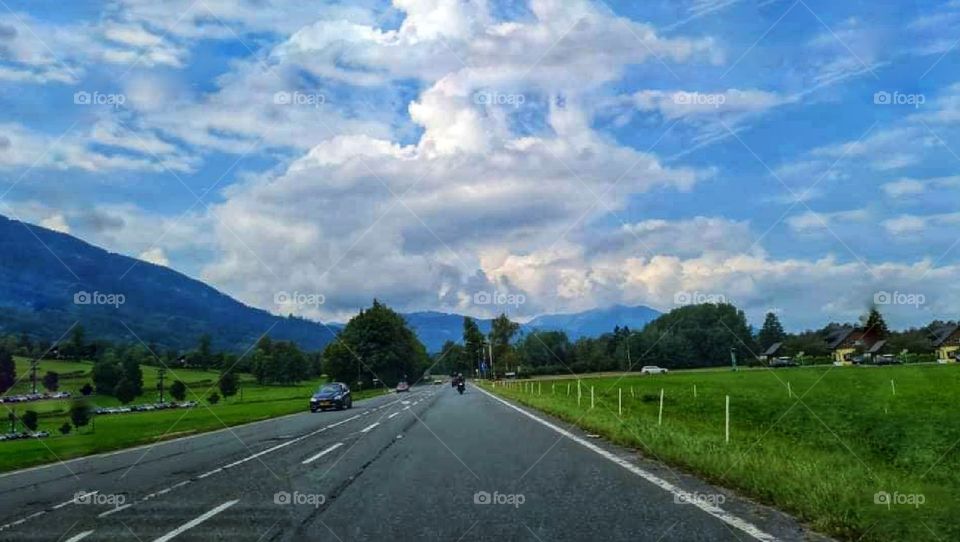 Driving on a peaceful road