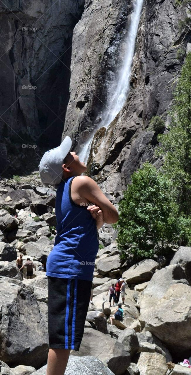 illusion: kid drinks Yosemite falls..