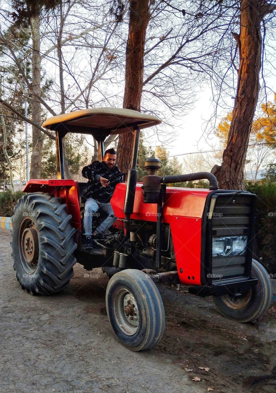 old red tractor in the horse riding collection