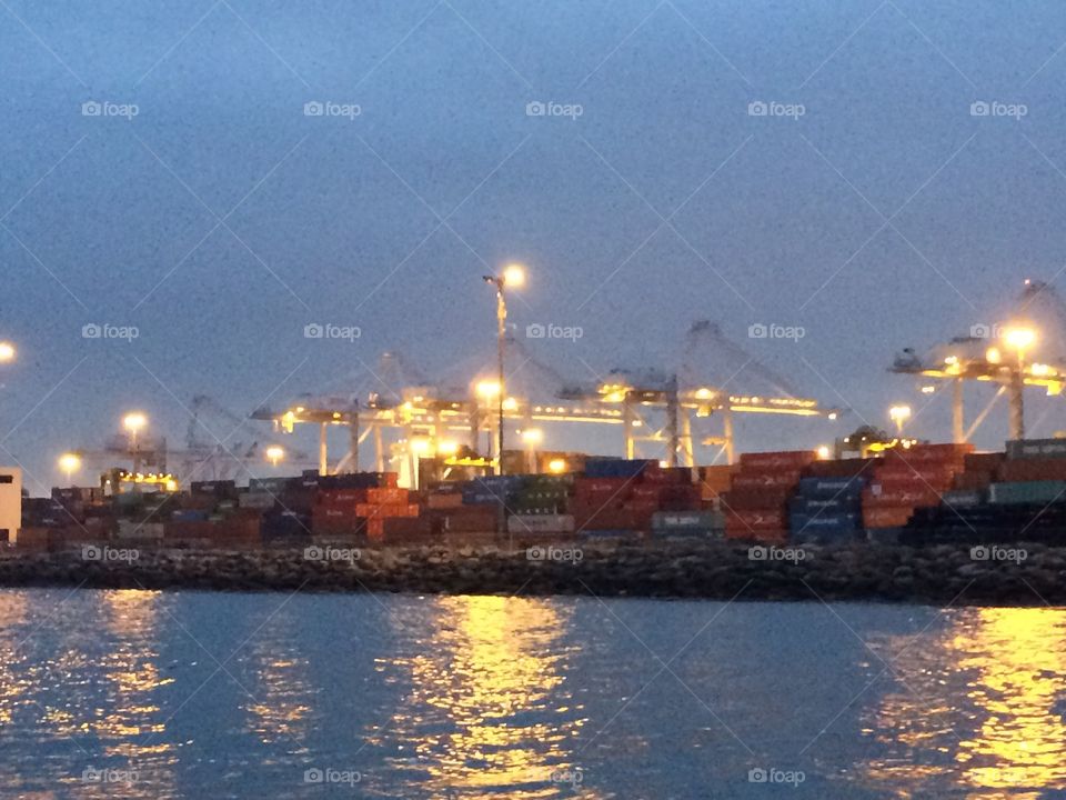 Port of Long Beach cargo  and cranes 