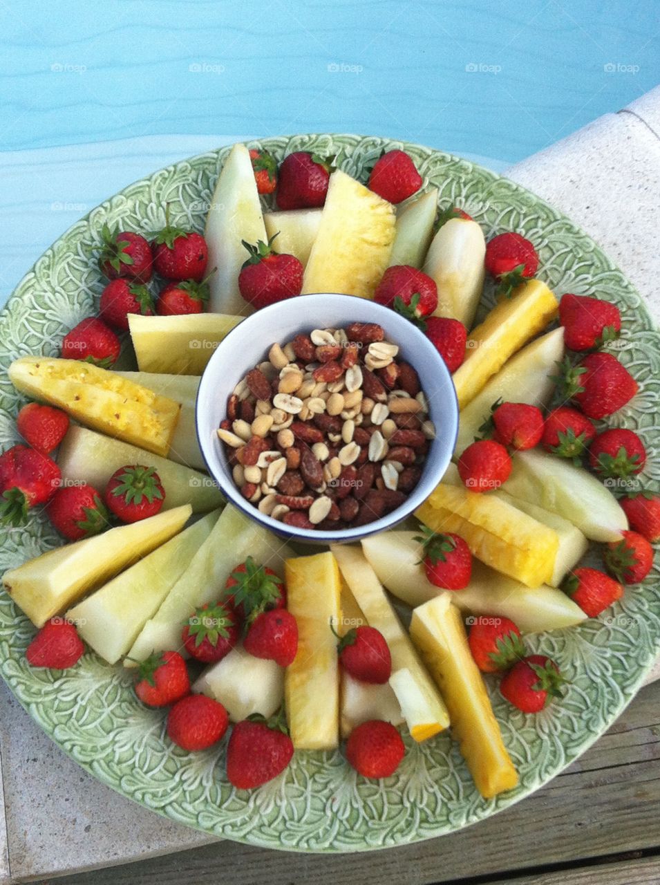 Healthy snacks. Strawberrys melon and nuts
