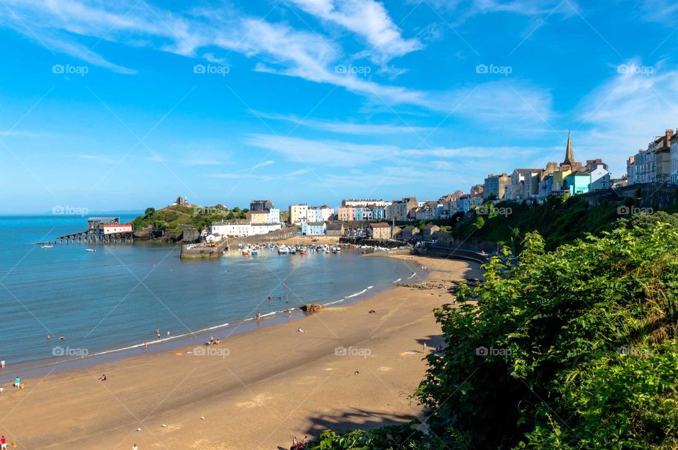 Tenby from the croft in the sunshine during the day