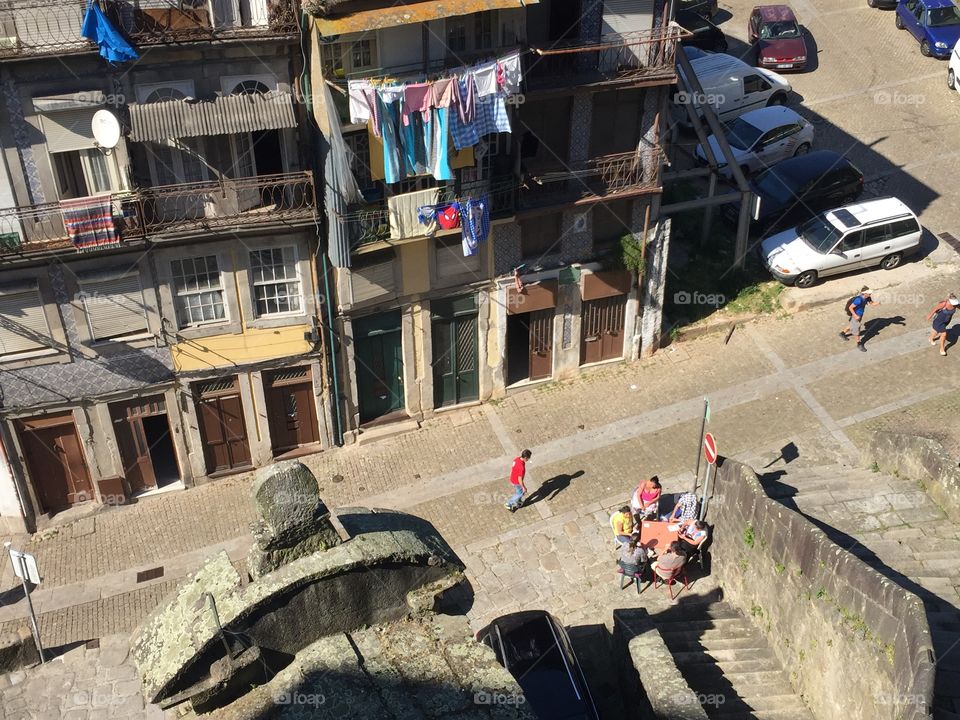 A view from the top on a street in porto