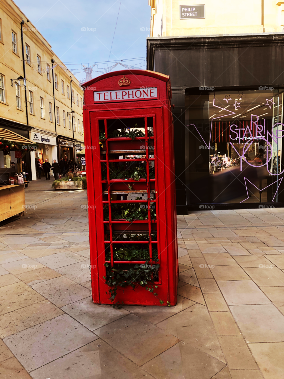 Old Telephone booth in the centre of bath  