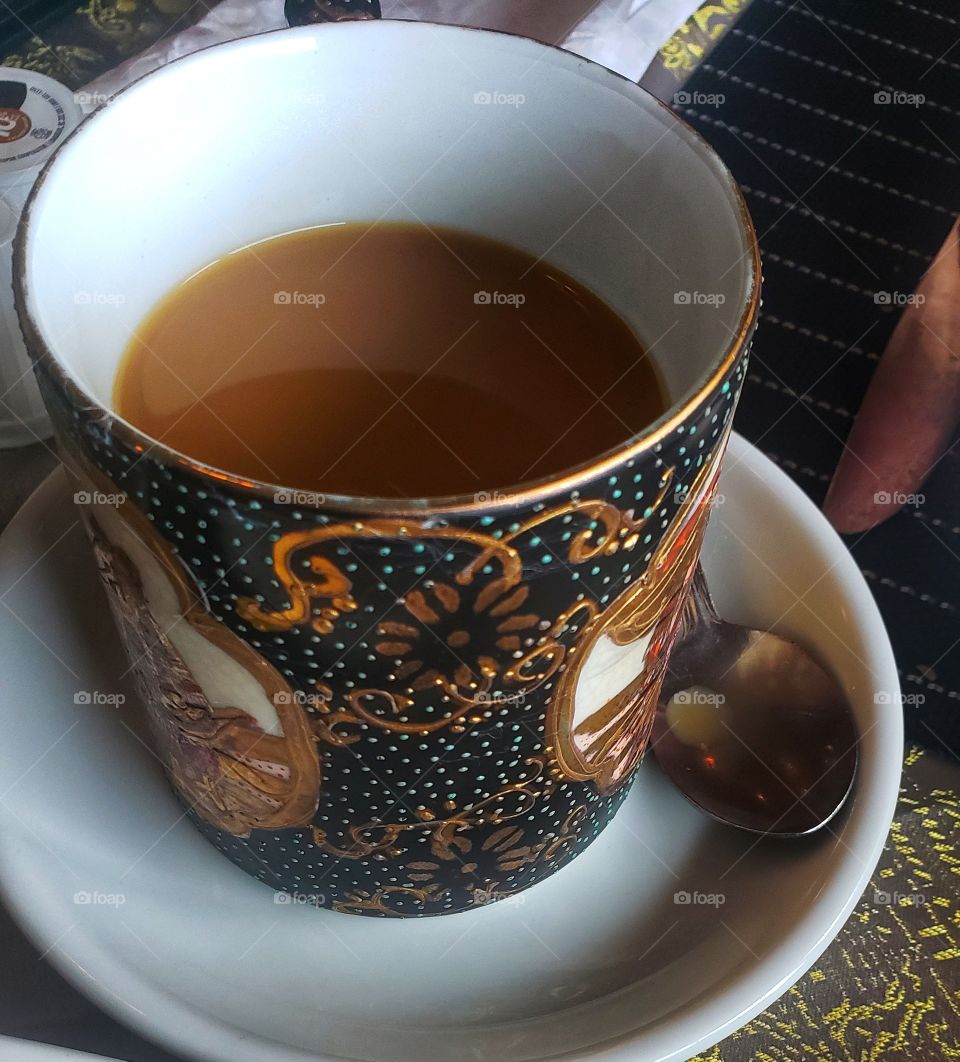 Espresso coffee with milk feel in love so much to drink after dinner and after breakfast