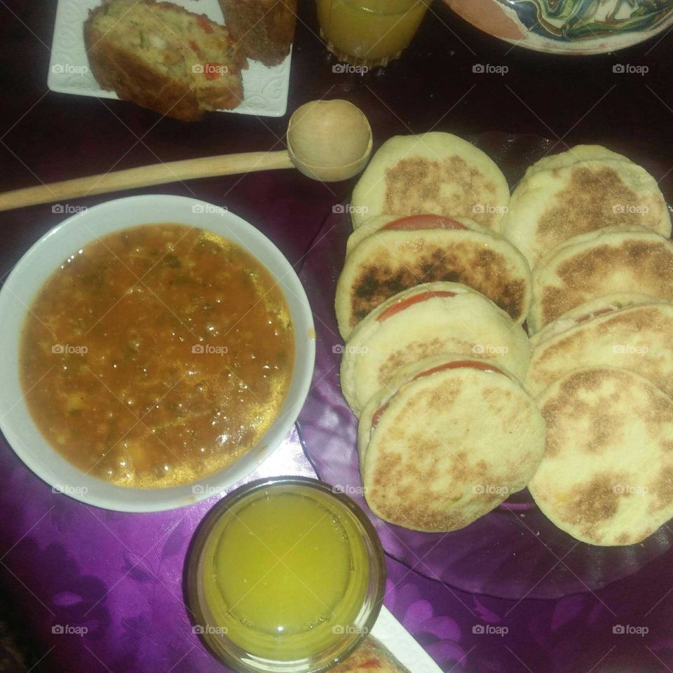 Delicious moroccan bread and soup