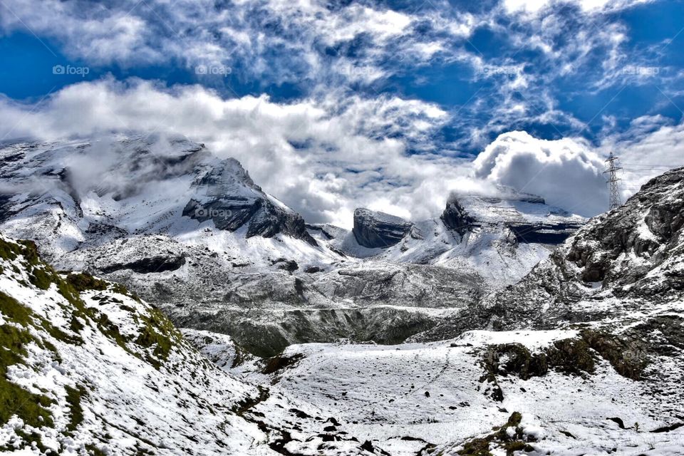 alps, mountaineering, dog, hiking, snow, via alpina, landscape