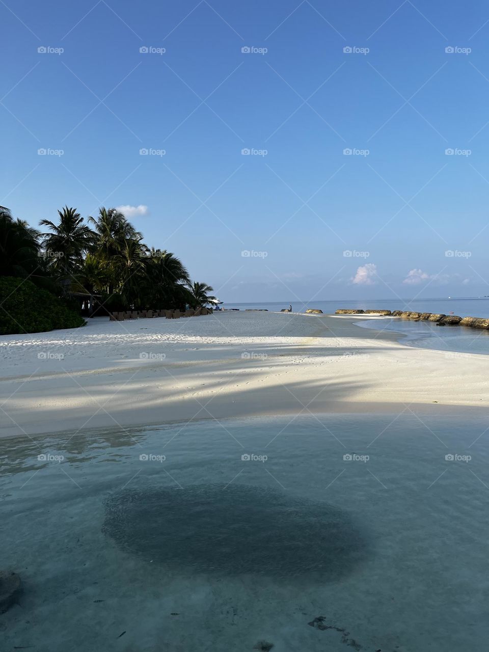A lovely white sandy beach in Maldives.