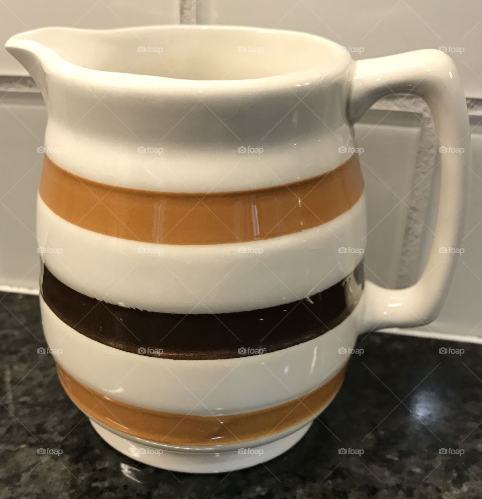 Vintage striped milk jug