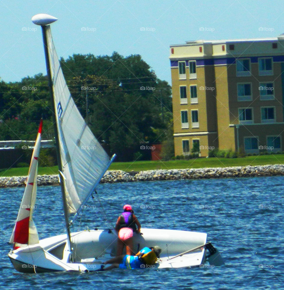 Early Summertime Swimming! Young sailors try to find their sea legs in the vast open waters!