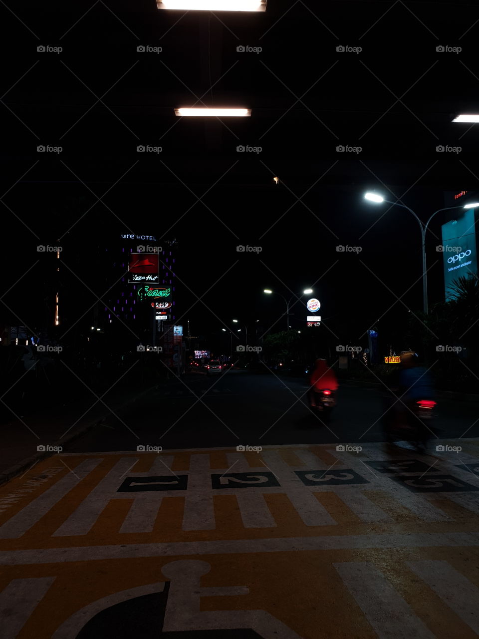 Crossing sign at night