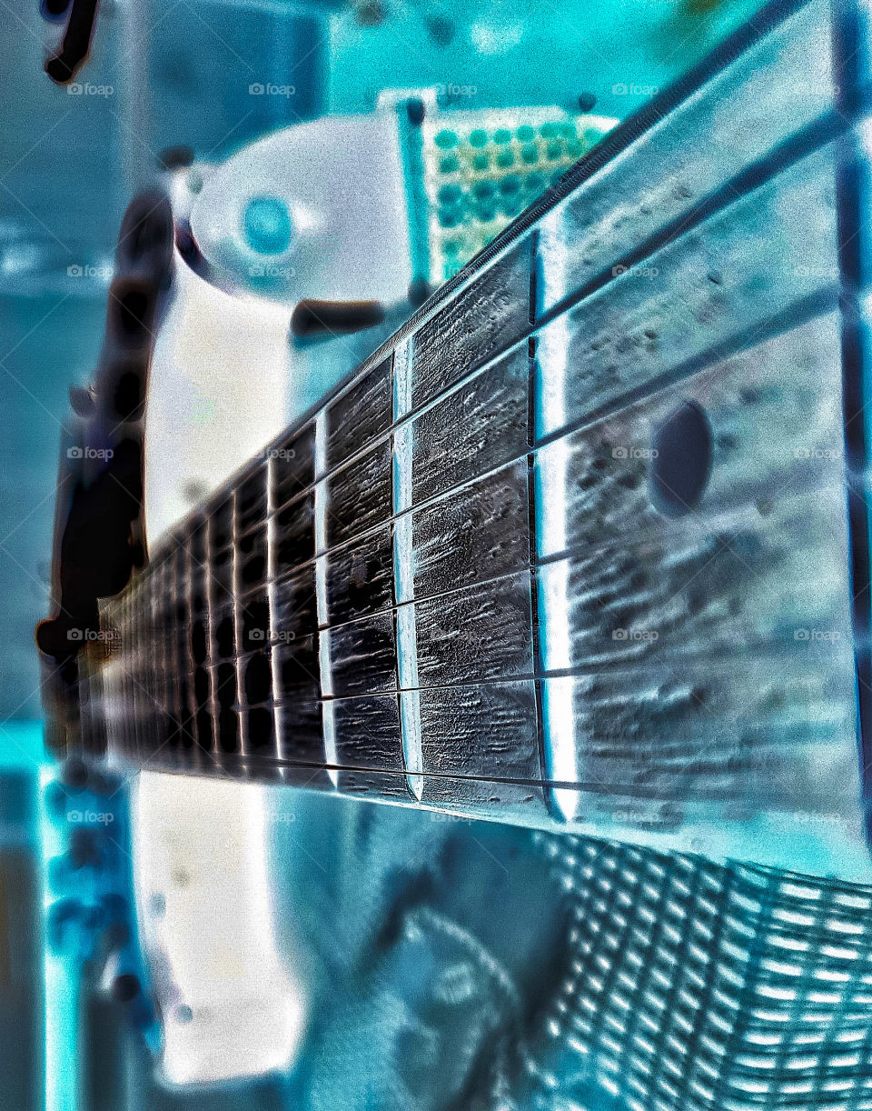 Extreme close-up of guitar