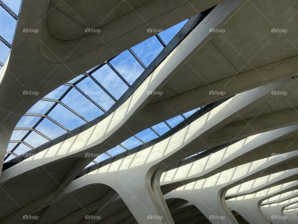 Curved ceiling with windows at airport