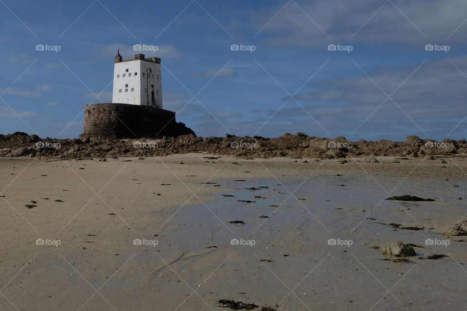 Jersey, British Isles, Seymour Tower, Jersey, Channel Islands, at Low Tide