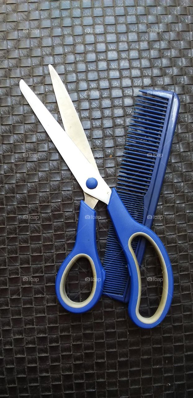 Scissors and comb