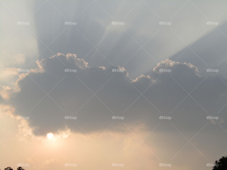 Beautiful sunlight through cloud and sky