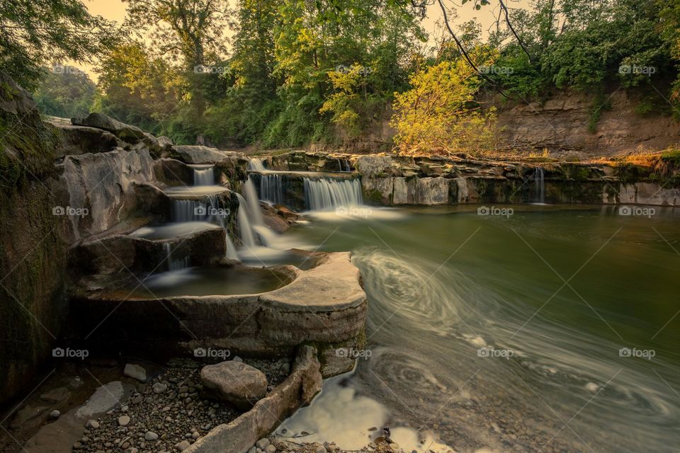 Waterfall in Winterthur in switzerland in the early morning