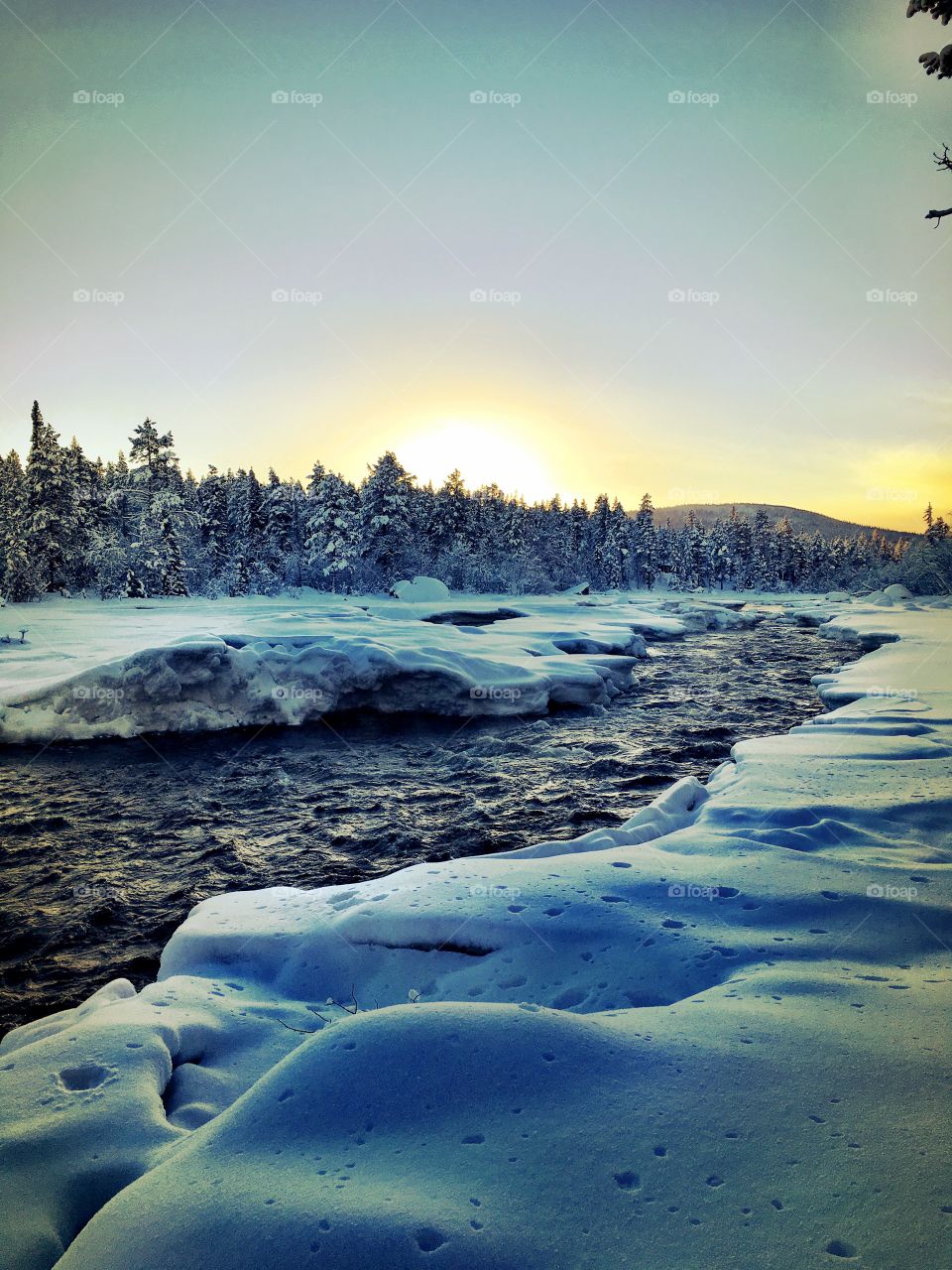 River in winter landscape 