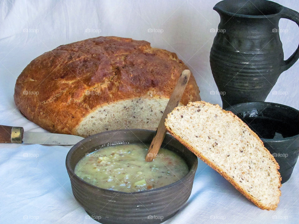 Medieval soup with home made bread