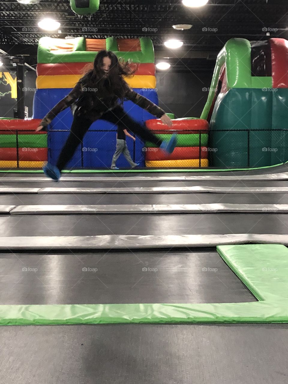 Jump splits on trampoline 
