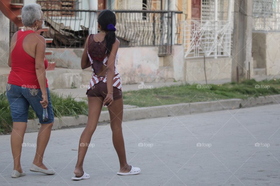 Cuban People.Down the street