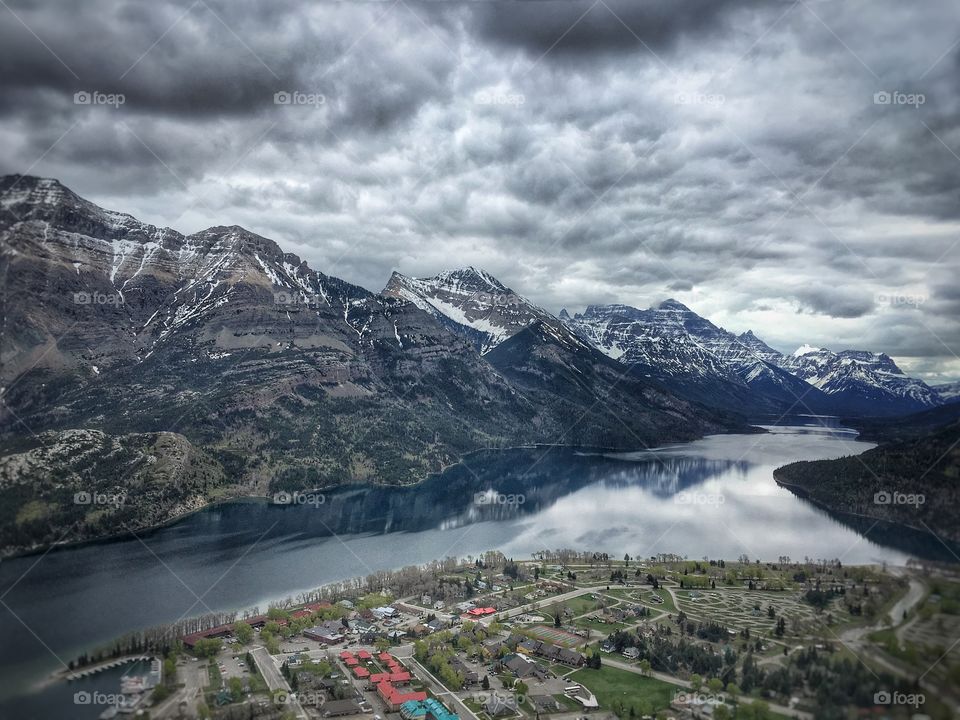 Nothing better than hiking up a mountain for spectacular views. This picture was taken my hiking up a short 45 min summit, where we look down upon the beautiful town of Waterton, Alberta. 