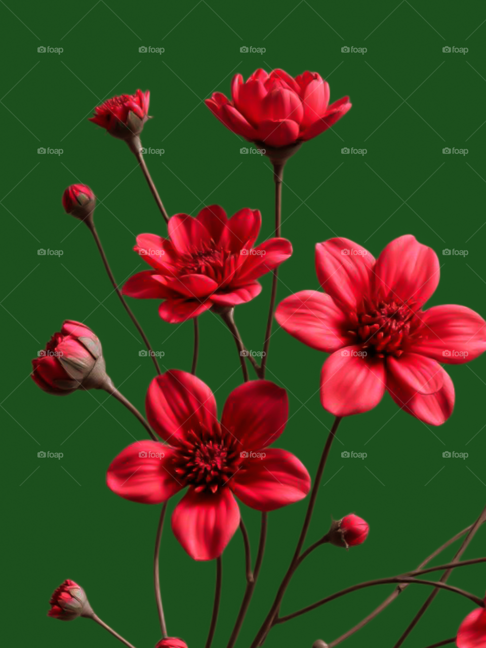 beautiful  red flowers and green background