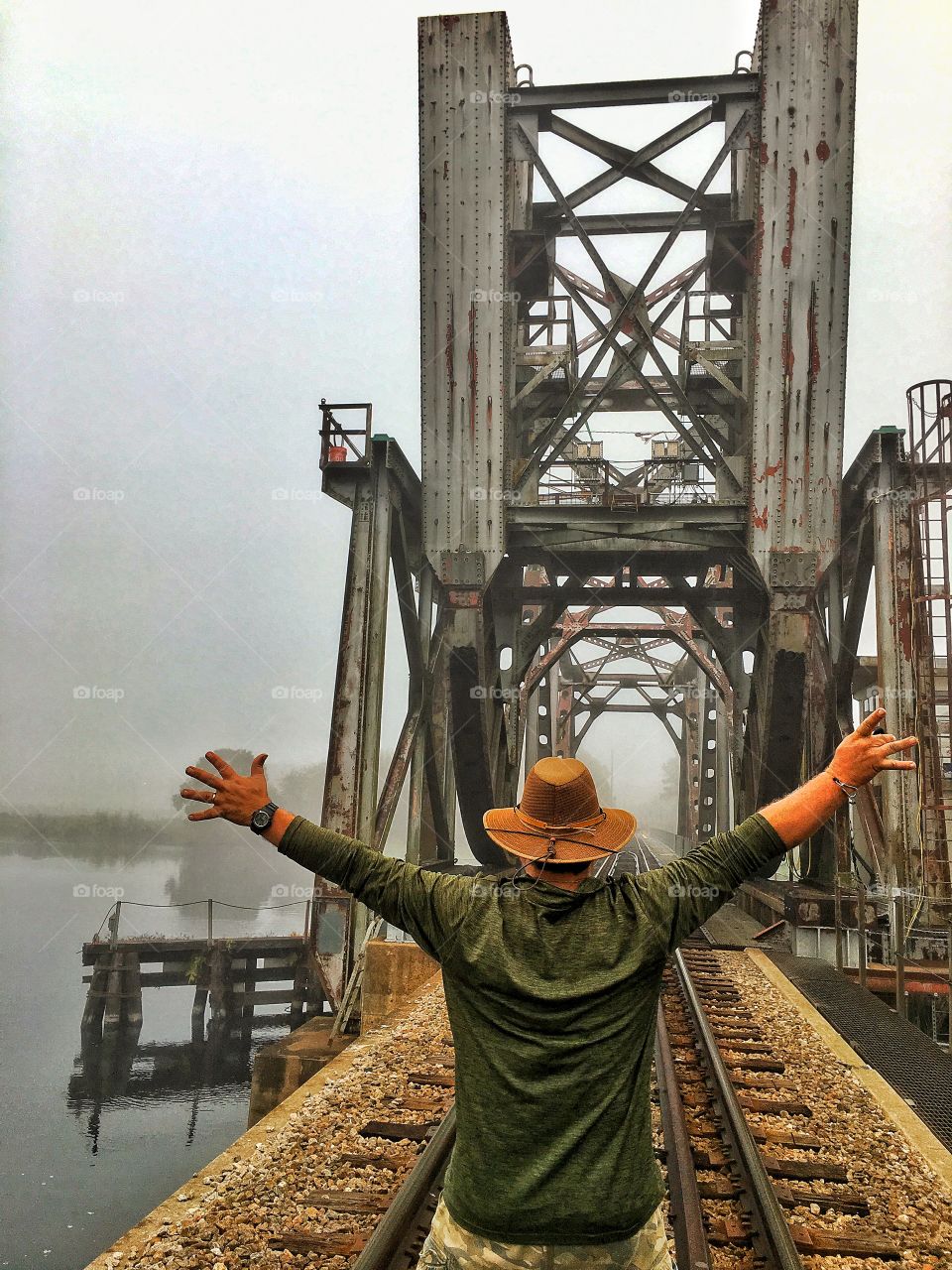 Railway bridge and crazy man