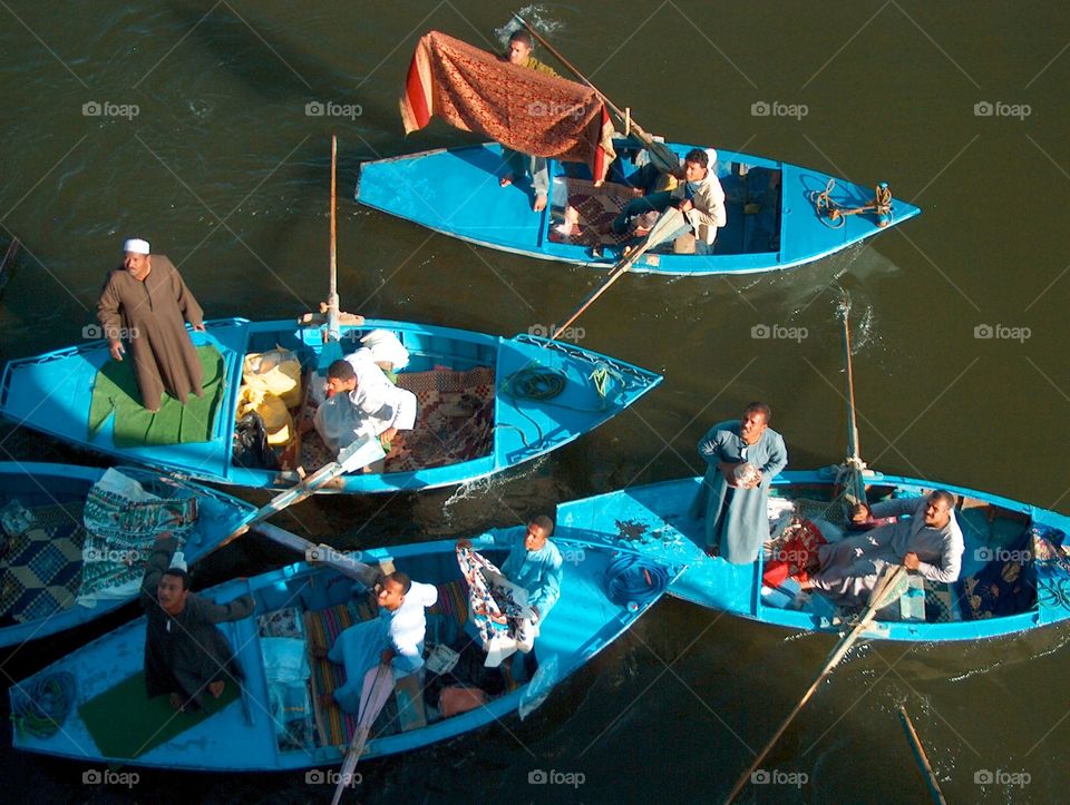 Merchants on the Nile. Merchants on the Nile River selling their wares to a Nile River Cruise Ship