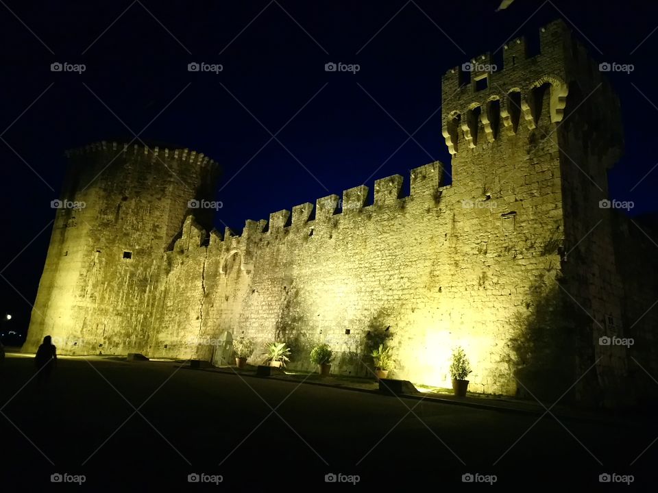 Trogir illuminated at night