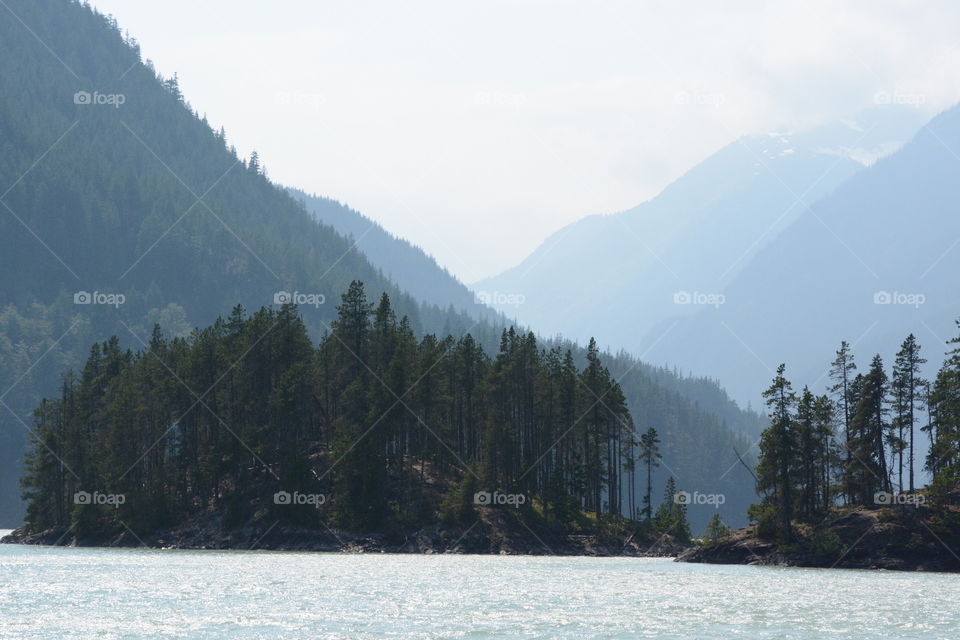 Glacier fed Diablo Lake and layers of the Northern Cascades