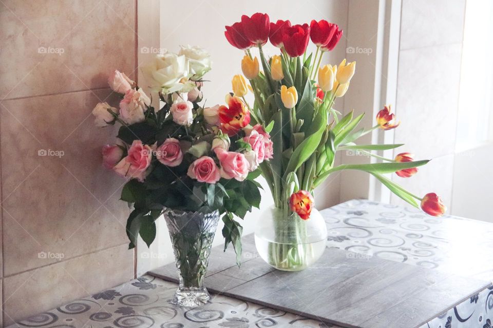 Spring floweres in a vase