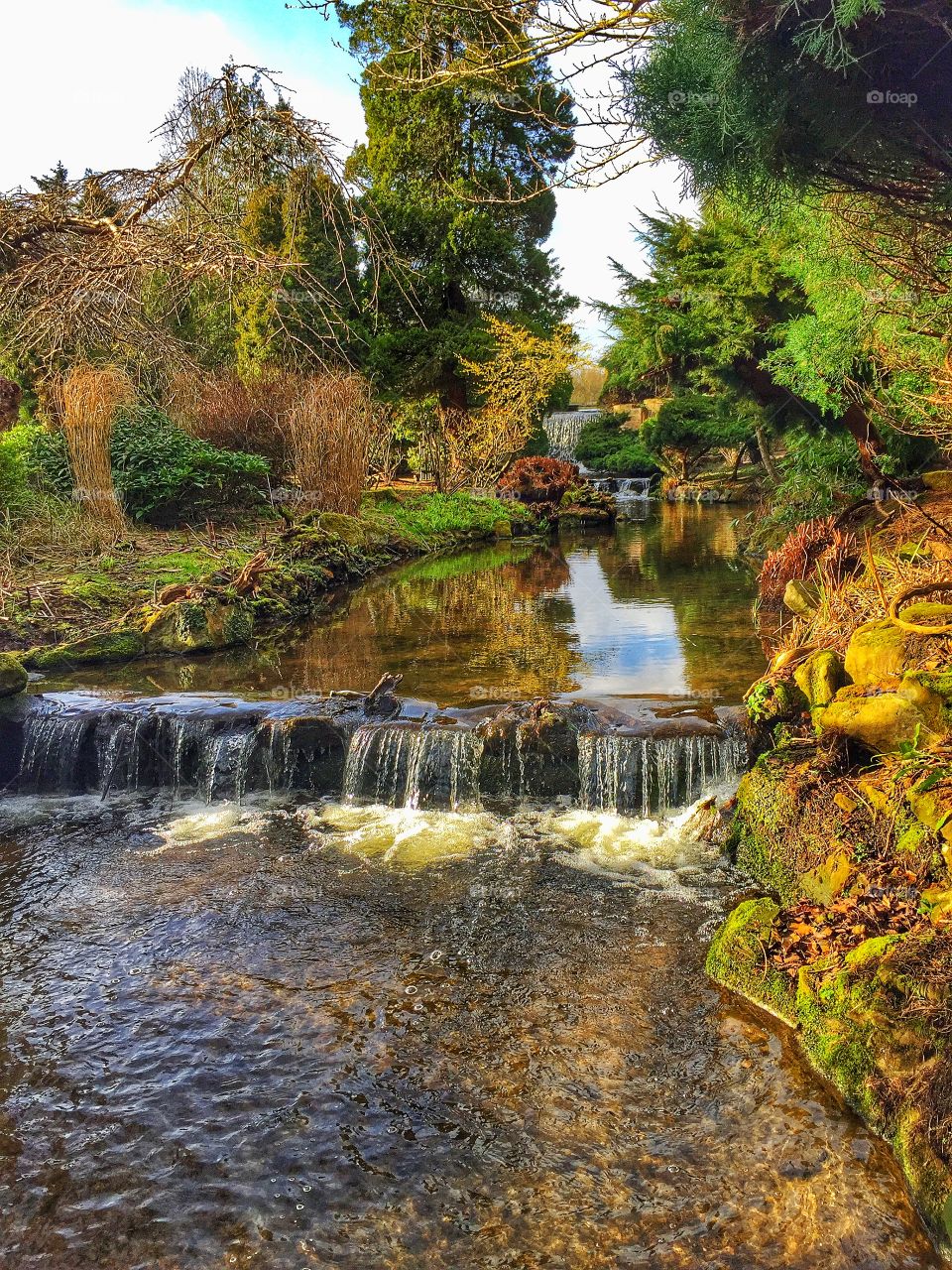 Scenic view of water flowing in autumn