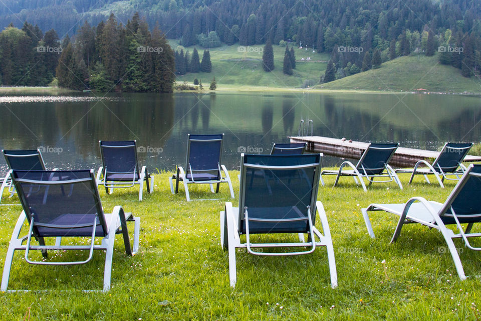 Lawn chairs at spitzingsee