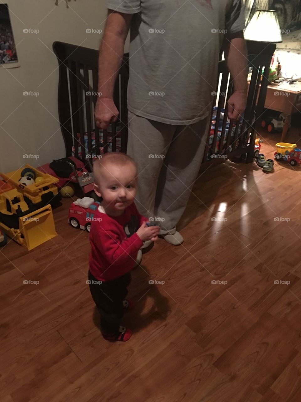 Playing in his new room