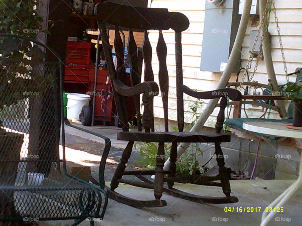 country setting with rocking chair