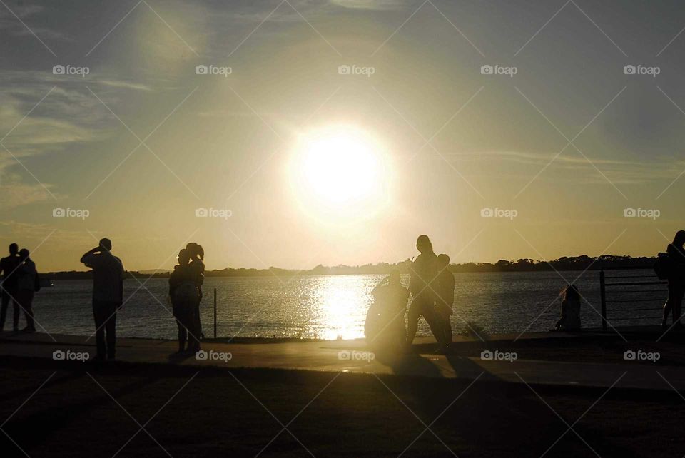 the lovely Sunset in the middle of the Guaíba River in Porto Alegre RS Brasil