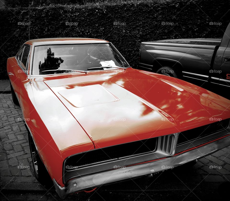 beautiful old school steel (dodge charger)