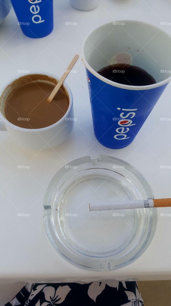 coffe and a Pepsi cola