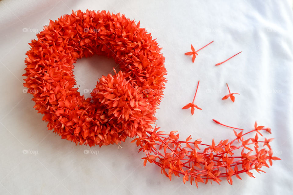 Thai's garland of ixora made by hand decoration.
